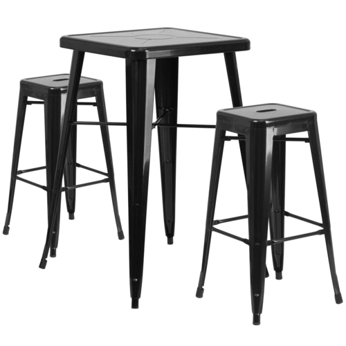 Flash Furniture CH-31330B-2-30SQ-BK-GG Patio Dining Set