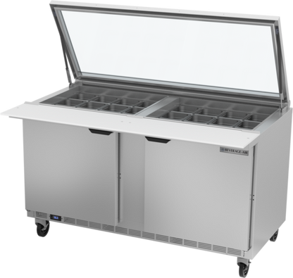 Beverage-Air SPE60HC-24M-STL 60" 2 Doors 24 Pan Mega Top Sandwich / Salad Prep Table