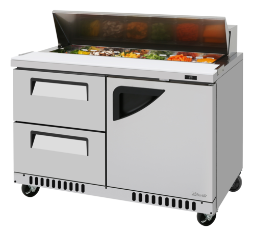 Turbo Air TST-48SD-D2R(L)-FB-N 48 1/4" 1 Door 12 Pan Sandwich / Salad Prep Table
