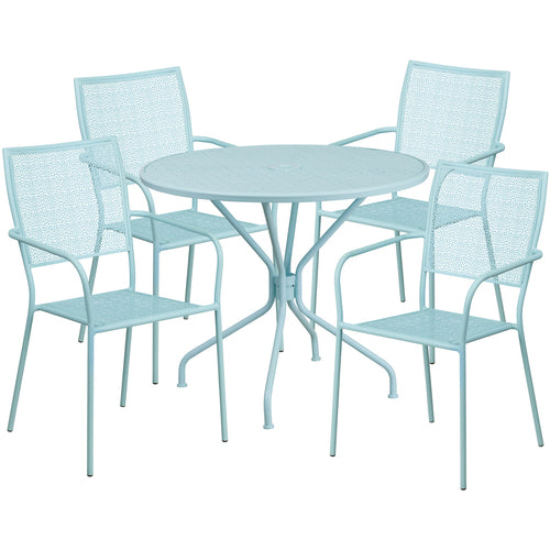 Flash Furniture CO-35RD-02CHR4-SKY-GG Patio Dining Set