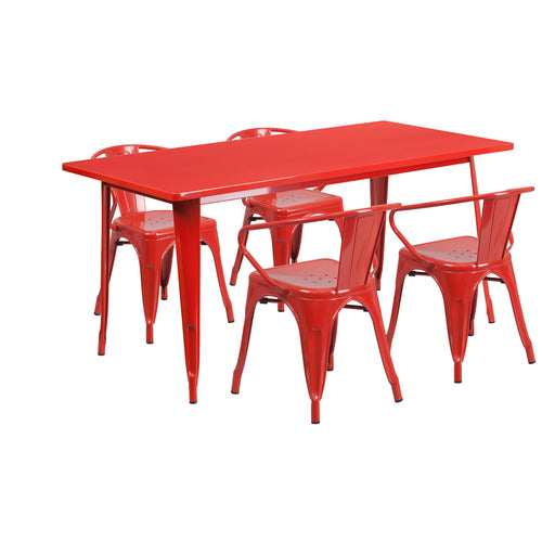 Flash Furniture ET-CT005-4-70-RED-GG Patio Dining Set