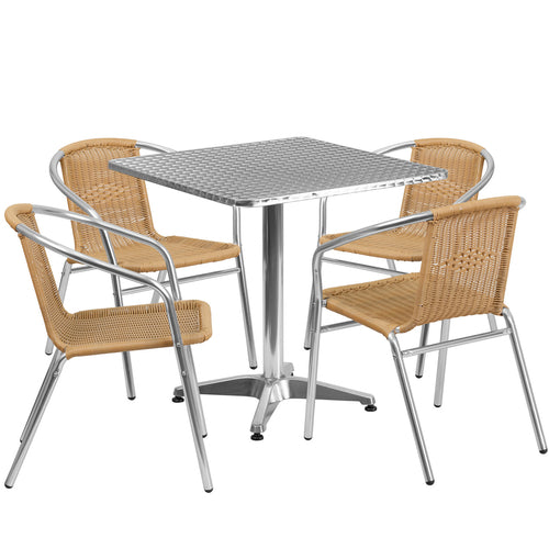 Flash Furniture TLH-ALUM-28SQ-020BGECHR4-GG Patio Dining Set