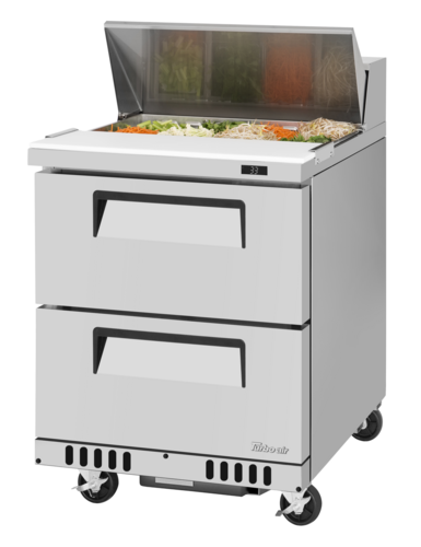 Turbo Air TST-28SD-D2-FB-N 27 1/2" 2 Drawer 9 Pan Sandwich / Salad Prep Table