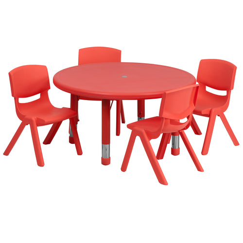 Flash Furniture YU-YCX-0073-2-ROUND-TBL-RED-E-GG Dining Set