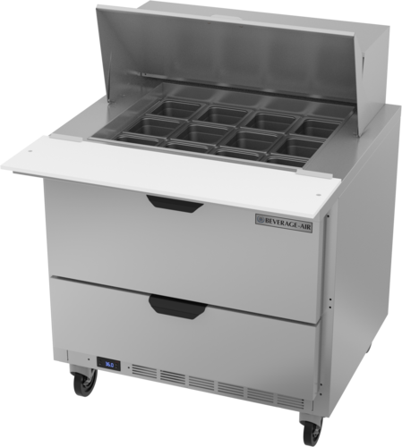 Beverage-Air SPED36HC-12M-2 36" 2 Drawer 12 Pan Mega Top Sandwich / Salad Prep Table