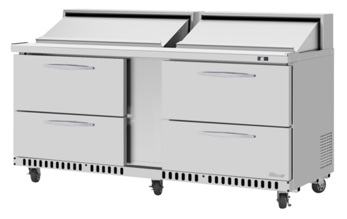 Turbo Air PST-72-D4-FB-N 72 5/8" 4 Drawer 18 Pan Mega Top Sandwich / Salad Prep Table