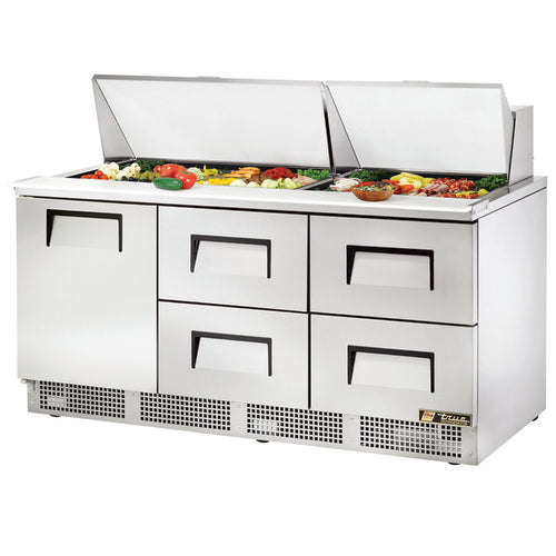 True TFP-72-30M-D-4-HC 72 1/8" 1 Door 30 Pan Mega Top Sandwich / Salad Prep Table