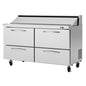 Turbo Air PST-60-D4-N 60 1/4" 4 Drawer 16 Pan Sandwich / Salad Prep Table