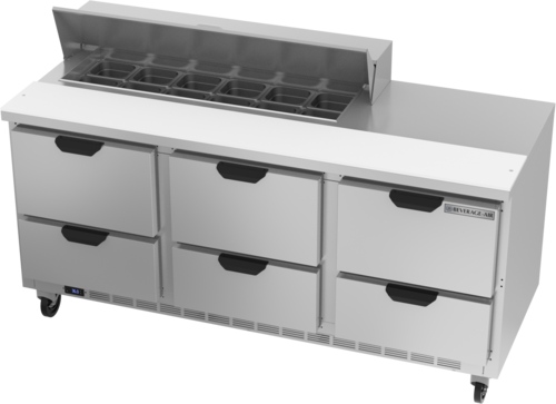 Beverage-Air SPED72HC-12-6 72" 6 Drawer 12 Pan Sandwich / Salad Prep Table