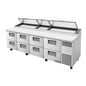 True TPP-AT-119D-8-HC 119 1/4" 8 Drawer Pizza Prep Table