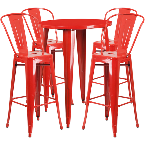 Flash Furniture CH-51090BH-4-30CAFE-RED-GG Patio Dining Set