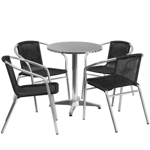 Flash Furniture TLH-ALUM-24RD-020BKCHR4-GG Patio Dining Set