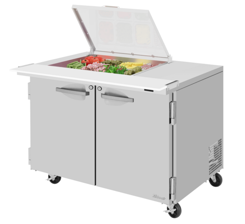 Turbo Air PST-48-12M-N-FCL 48 1/4" 2 Doors 12 Pan Mega Top Sandwich / Salad Prep Table