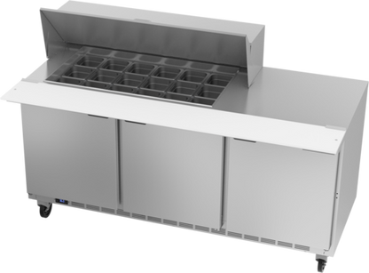 Beverage-Air SPE72HC-18M 72" 3 Doors 18 Pan Mega Top Sandwich / Salad Prep Table