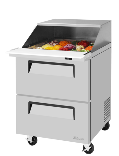 Turbo Air TST-28SD-12-D2-N-SL 27 1/2" 2 Drawer 12 Pan Mega Top Sandwich / Salad Prep Table