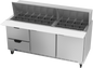 Beverage-Air SPED72HC-30M-2 72" 2 Doors 30 Pan Mega Top Sandwich / Salad Prep Table
