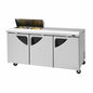Turbo Air TST-72SD-08S-N(-LW) 72 5/8" 3 Doors 9 Pan Sandwich / Salad Prep Table