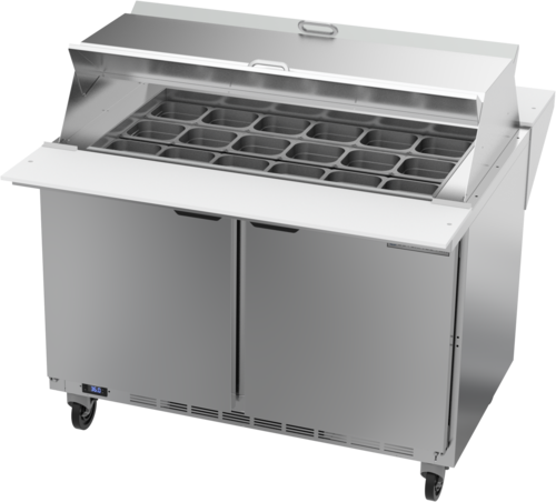 Beverage-Air SPE48HC-18M-DS 48" 2 Doors 18 Pan Mega Top Sandwich / Salad Prep Table