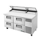True TPP-AT-67D-4-HC 67 3/8" 4 Drawer Pizza Prep Table