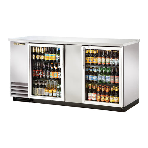 True TBB-3G-S-HC-LD 69 1/8" Glass Door Back Bar Cooler
