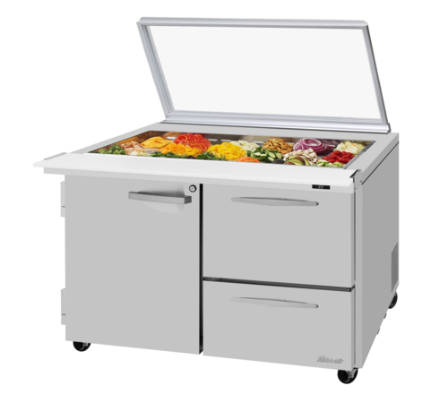 Turbo Air PST-48-18-D2R(L)-N-GL 48 1/4" 1 Door 18 Pan Mega Top Sandwich / Salad Prep Table