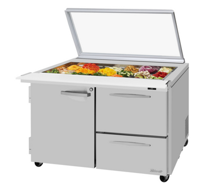 Turbo Air PST-48-18-D2R(L)-N-GL 48 1/4" 1 Door 18 Pan Mega Top Sandwich / Salad Prep Table
