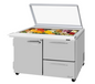 Turbo Air PST-48-18-D2R(L)-N-GL 48 1/4" 1 Door 18 Pan Mega Top Sandwich / Salad Prep Table